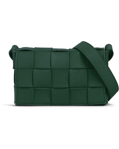 Bottega Veneta Small Cassette Leather Crossbody Bag - Green