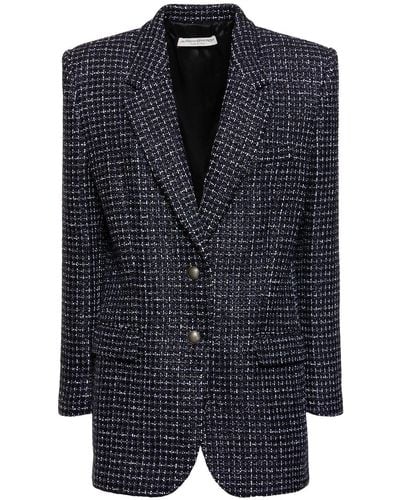 Alessandra Rich Oversized Sequined Tweed Jacket - Blue