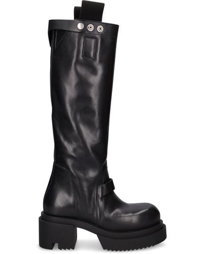 Rick Owens 60Mm Bogun Leather Tall Boots - Black