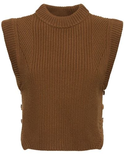 Soeur Alky Knit Wool Vest - Brown