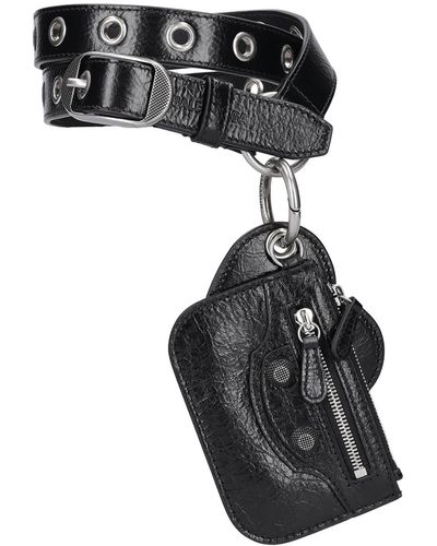 Balenciaga Ceinture en cuir le cagole 2 cm - Noir