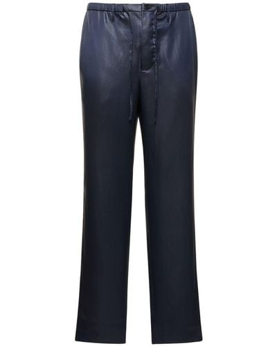 Nanushka Pantalon ample en satin technique - Bleu