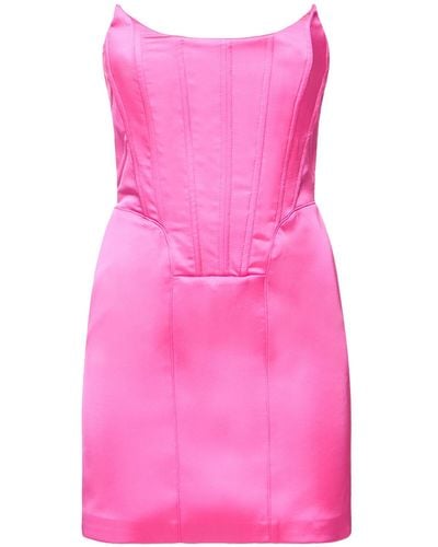 GIUSEPPE DI MORABITO Stretch Satin Mini Bustier Dress - Pink