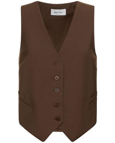 Matteau Tailored Wool Blend Waistcoat - Brown
