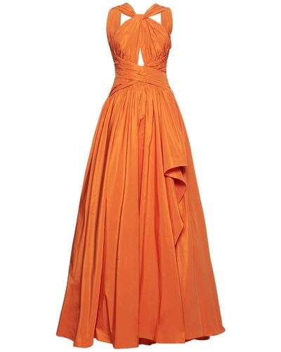 Zuhair Murad Crossed Neckline Taffeta Gown - Orange