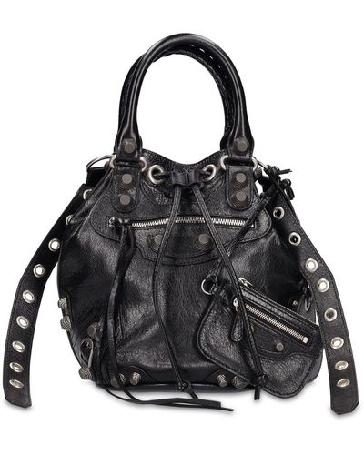 Balenciaga S Le Cagole Leather Bucket Bag - Black