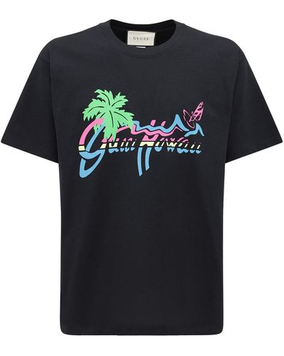 Gucci Übergroßes T Shirt mit " Hawaii" Print - Schwarz