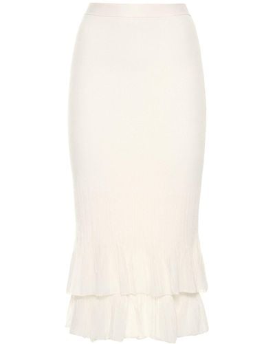 Bottega Veneta Underpinning Light Rib Cotton Midi Skirt - White