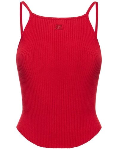 Courreges Holistic Ribbed Viscose Knit Tank Top - Red