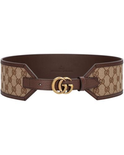 Gucci Cintura in tela gg 70mm - Marrone