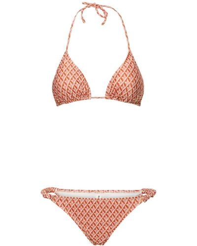 Reina Olga Bedruckter Triangel-bikini "scrunchie" - Pink