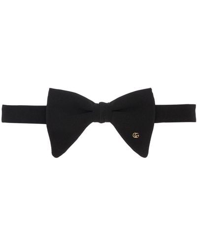 Gucci Silk Gg Logo Bow Tie - Black