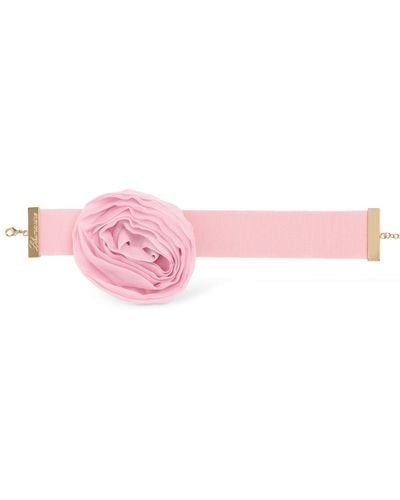 Blumarine Rose Silk Choker - Pink