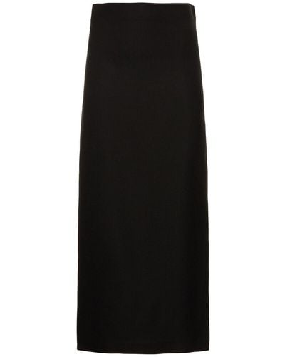 Philosophy Di Lorenzo Serafini Linen Blend Side Split Long Skirt - Black