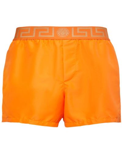 Versace Monogram Waistband Tech Swim Shorts - Orange