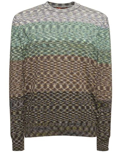 Missoni Striped Cotton Knit Sweater - Gray