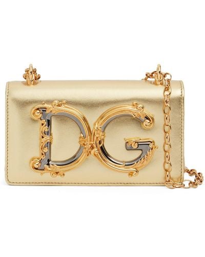 Dolce & Gabbana Sac pté épaule mini en cuir dg girl - Jaune