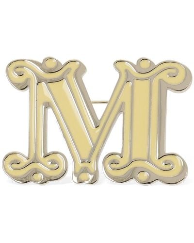 Max Mara Monogram Enamel Brooch - Metallic