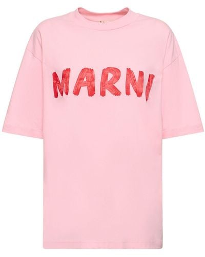 Marni T-shirt oversize en jersey de coton à logo - Rose