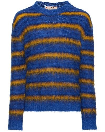 Marni Iconic Brushed Mohair Blend Knit Sweater - Blue