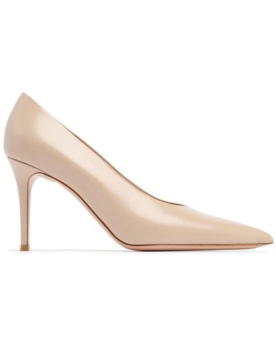 Gianvito Rossi 85Mm Tokio Leather Court Shoes - Natural