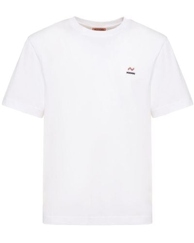 Missoni Logo Embroidery Cotton Jersey T-Shirt - White