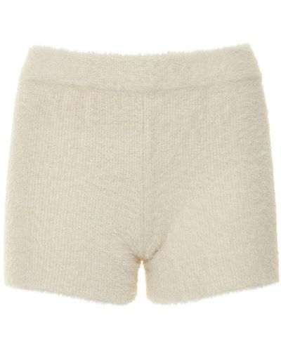 Jacquemus Le Short Neve Fluffy Knit Mini Shorts - White