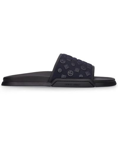 Giorgio Armani Logo Slip On Sandals - Blue