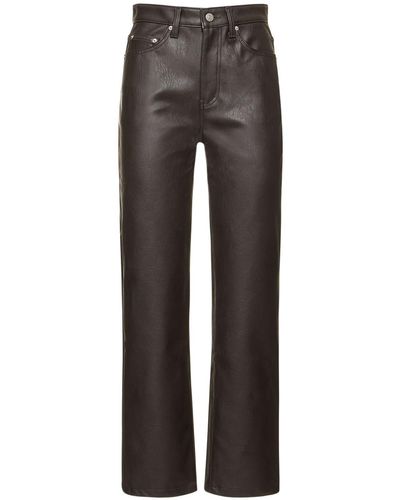 DUNST Faux Leather Straight Trousers - Grey