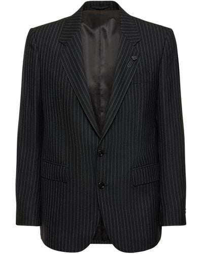 Lardini Attitude Pinstripe Wool Blazer - Black