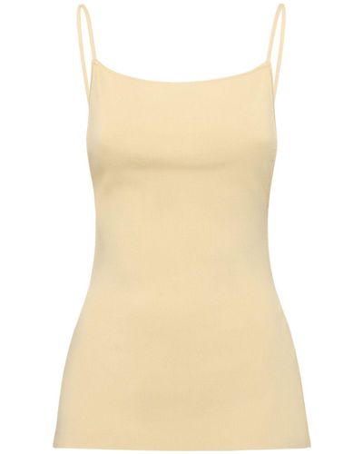 WeWoreWhat Ribbed Stretch Viscose & Nylon Top - Natural
