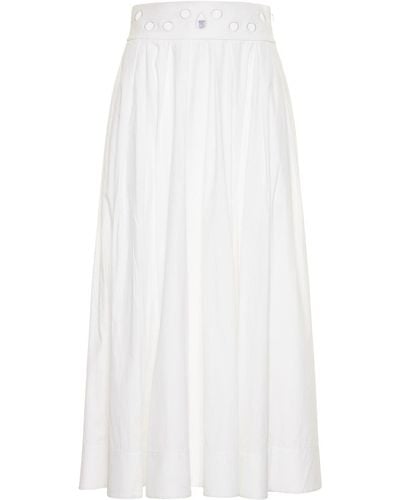 Rosie Assoulin Vanessa Cotton Poplin Midi Skirt - White