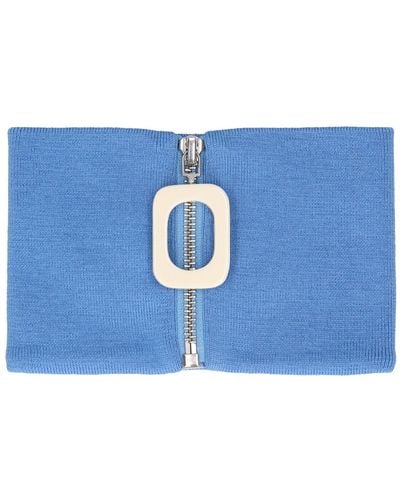 JW Anderson Wool Knit Zip-Up Neckband - Blue