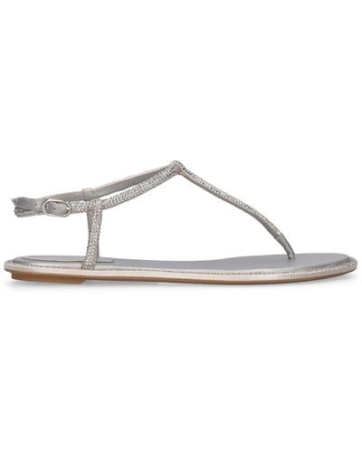 Rene Caovilla 10Mm Diana Satin Thong Sandals - Metallic
