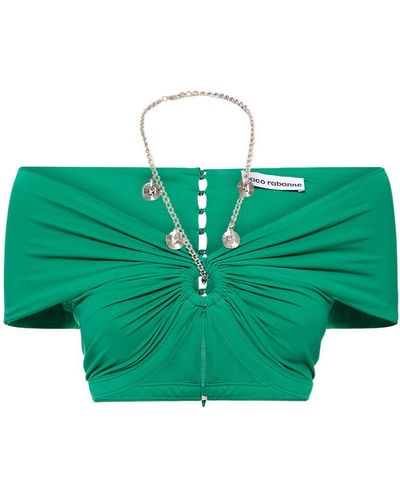 Rabanne Bra Top With Chain Detail - Green
