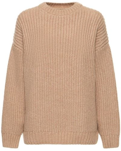 Anine Bing Sydney Wool Blend Crewneck Sweater - Natural