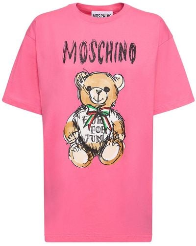 Moschino T-shirt in jersey di cotone - Rosa