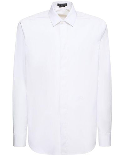 Versace Logo Cotton Poplin Shirt - White