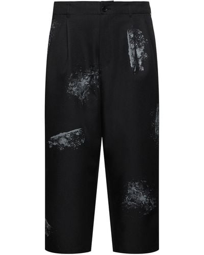Comme des Garçons Pleated Printed Twill Trousers - Black