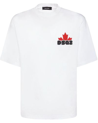 DSquared² T-shirt in jersey di cotone stampato - Bianco
