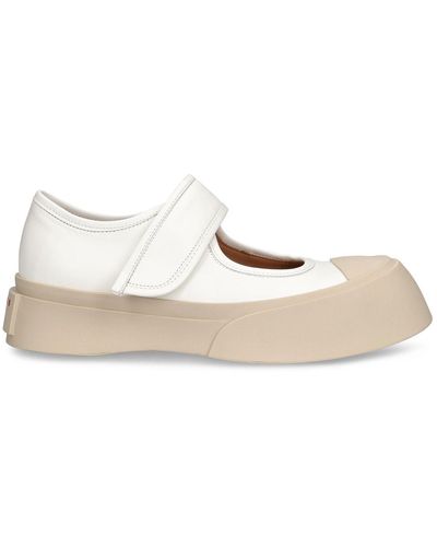 Marni 20Mm Pablo Mary Jane Leather Shoes - Natural