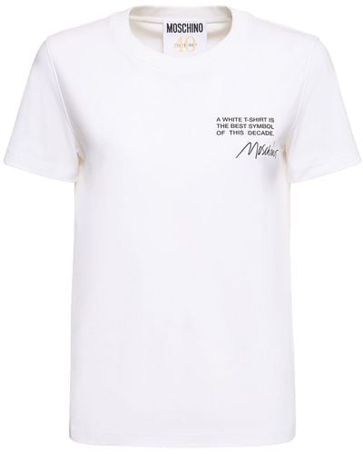 Moschino T-shirt Aus Baumwolljersey Mit Logo - Weiß