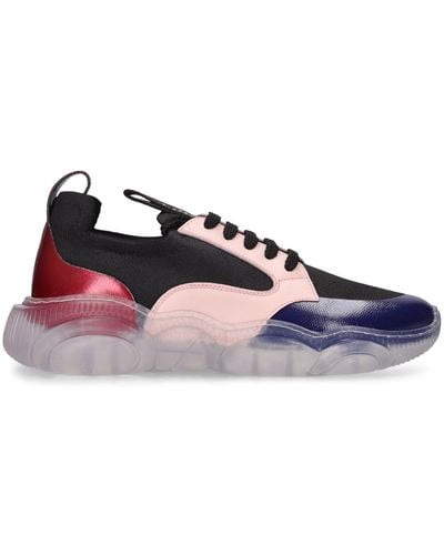 Moschino Sneakers en simili-cuir et maille teddy - Violet