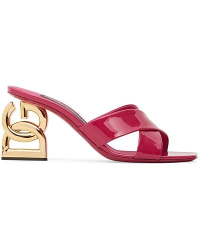 Dolce & Gabbana 75Mm Patent Leather Mules Sandals - Pink