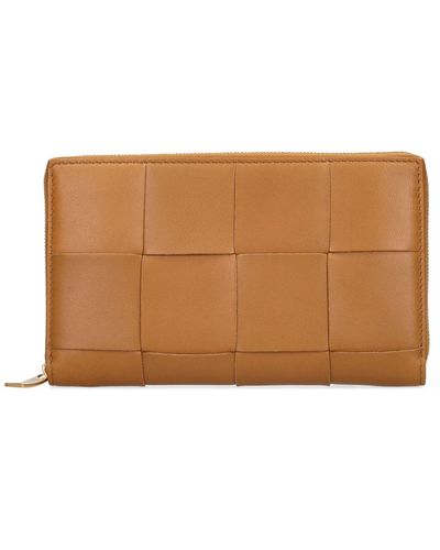 Bottega Veneta Cassette Leather Zip Around Wallet - Brown