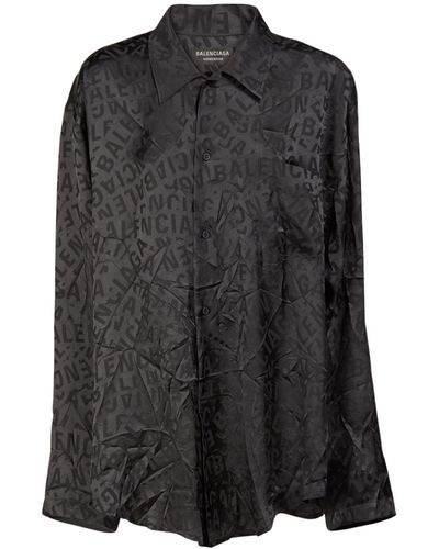 Balenciaga Minimal シルクシャツ - ブラック