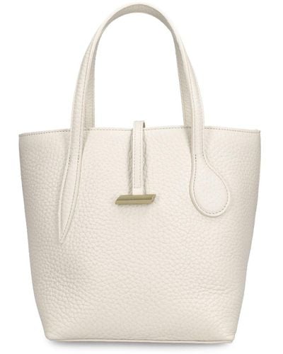 Little Liffner Mini Sprout Grained Leather Tote Bag - White