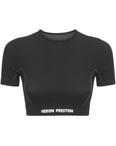 Heron Preston Crop Top In Techno Jersey - Nero