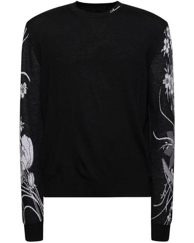 Amiri Printed Wool Crew Sweater - Black