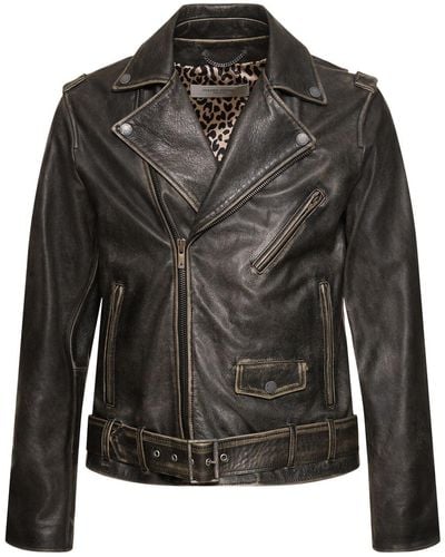 Golden Goose Chiodo Distressed Bull Leather Jacket - Black